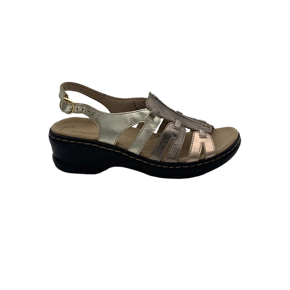 Clarks Shoes - Clarks Collection Leather Sandals Lexi Marigold Metallic Multi - Extra Wide